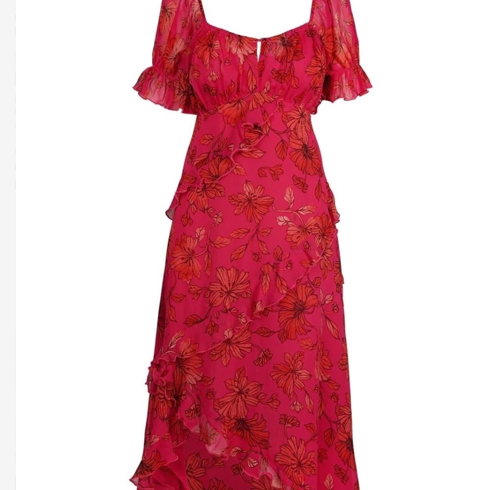 Jessica Simpson Red Ruffled Off-Shoulder Maxi Dress - Picture 2 of 6